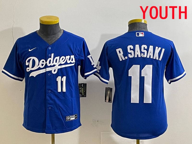 Youth Los Angeles Dodgers #11 R.Sasaki Blue Game 2025 Nike MLB Jersey style 4->youth mlb jersey->Youth Jersey